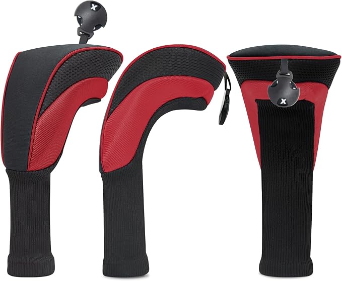 Golf Club Head Covers for Woods 3/4/5/6 Pieces Long Neck Mesh Sports Golf Club Headcovers Set with Interchangeable No. Tags 3 4 5 6 7 X Golf Accessories for Men Women