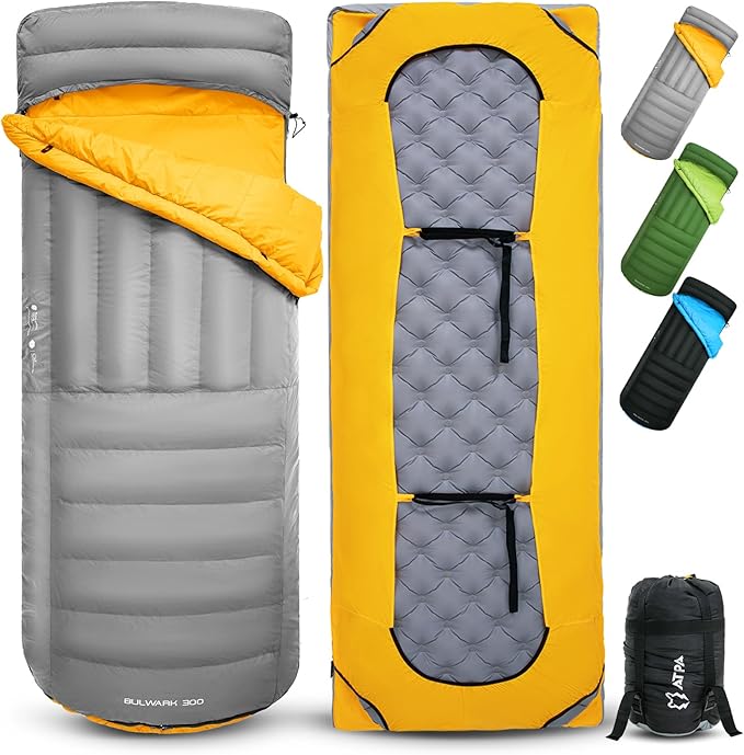 ATEPA Down Sleeping Bag for Adults, Recycled Ultralight 35°F 40°F 45°F 50°F 650FP / 700FP 3 Season Compact Sleeping Bags with Compression Sack for Backpacking Camping Hiking, Can Be Attached to Pad