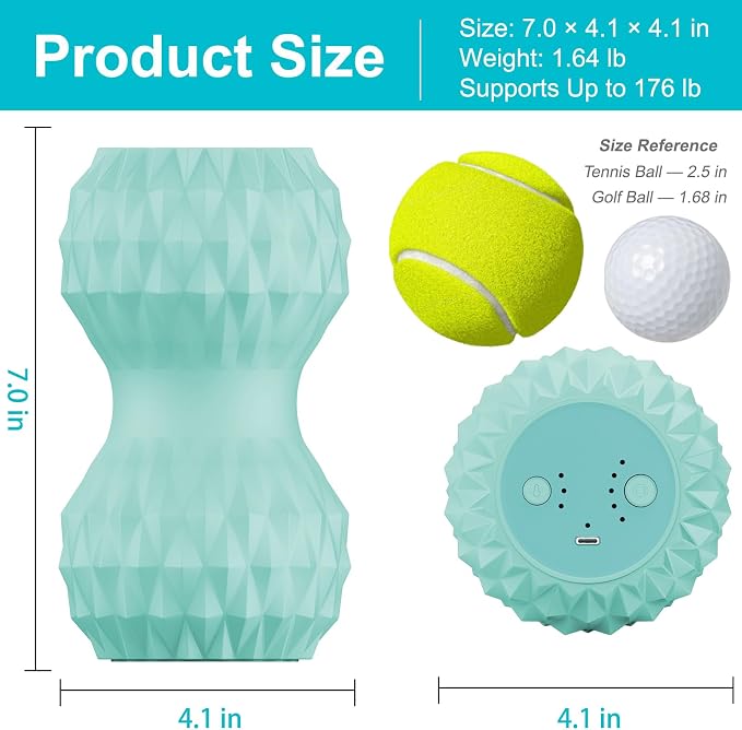 HODEMI Vibrating Peanut Massage Ball with Heat, Deep Tissue Trigger Point Massager for Back, Neck & Spine, Double Lacrosse Design for Myofascial Release & Muscle Relaxation
