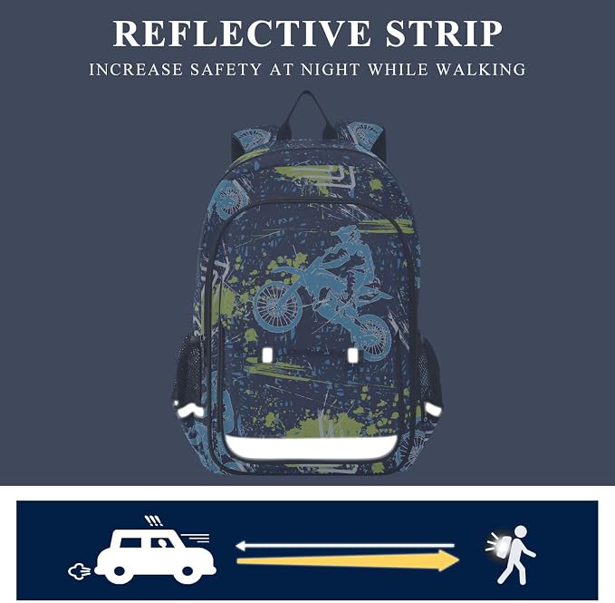 Fisyme Sports Motocross Motorcycles School Backpack Laptop Backpack Bags Bookbag Travel Casual Computer Notebooks Daypack
