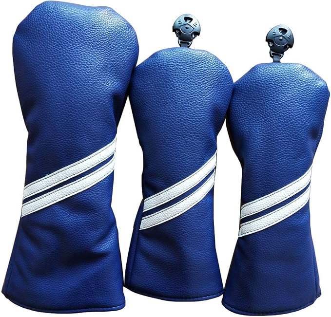 3pcs Navy Blue Golf Wood Club Headcovers 135 for Driver Fairway Wood Golf Head Covers Set