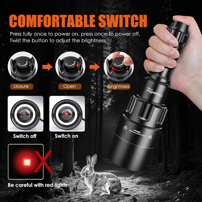 1605 850nm IR Illuminator Flashlight Lights for Night Vision Zoomable LED Infrared Flashlight Light Rechargeable Illuminator with Rapid Focus & Dimmer Switch
