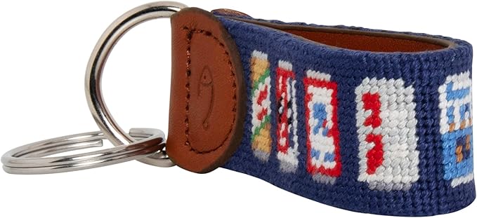 Leather Hand-Stitched Needlepoint Key Fob or Key Chain