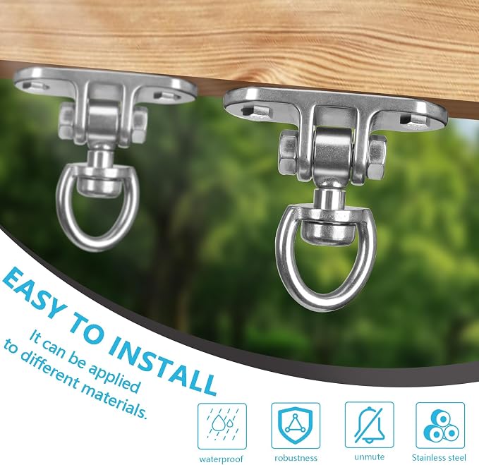 Heavy Duty Swing Hanger 1000 LB Capacity Stainless Steel Swing Swivel Bearing 360° Rotary for Playground Porch Yoga Seat Wooden Sets Indoor Outdoor