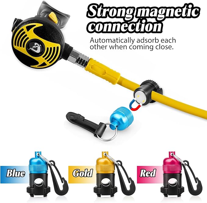 2PACK Scuba Regulator Hose Holder, Magnetic Adjustable Octopus Holder Octo Tank Retainer with Clip, Installs to Your BCD Easily!