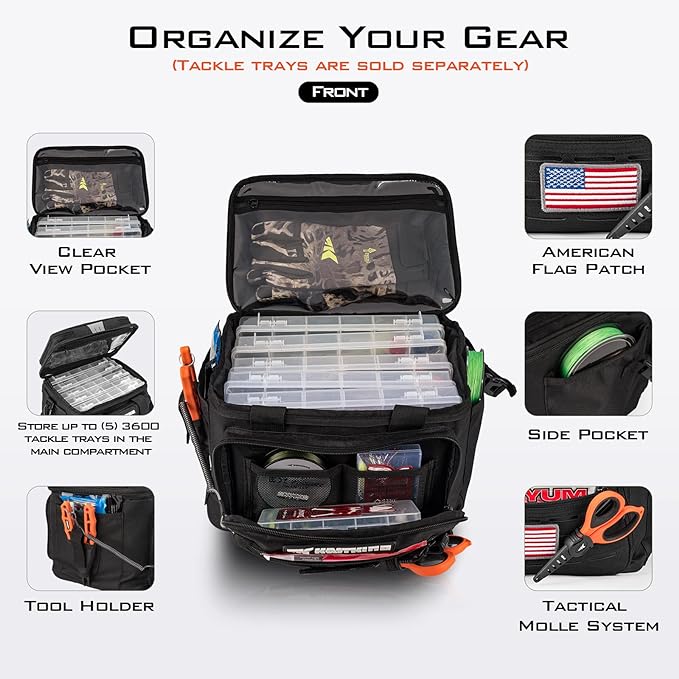 KastKing Fishing Tackle Bags - Saltwater & Freshwater Fishing Bags - Water Resistant, Padded Shoulder Strap - Gear Storage
