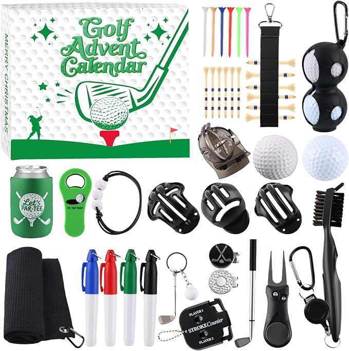 2025 Golf Advent Calendar for Adults,24 Days of Christmas Countdown Golf Advent Calendar,Xmas Party Favors for Golfer Lover Beginner Dad Boyfriend Husband