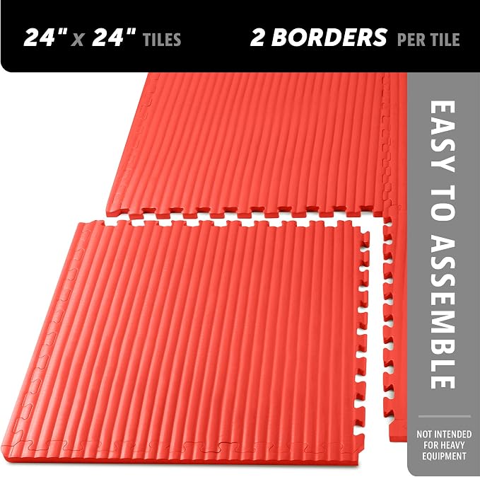 We Sell Mats 3/4 Inch Thick Martial Arts EVA Foam Exercise Mat, Tatami Pattern, Interlocking Floor Tiles for Home Gym, MMA, Anti-Fatigue Mats, 24 in x 24 in
