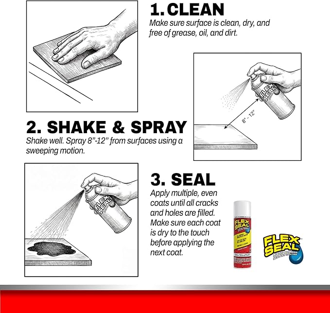 Flex Seal, 14 oz, 2-Pack, White, Stop Leaks Instantly, Waterproof Rubber Spray On Sealant Coating, Perfect for Gutters, Wood, RV, Campers, Roof Repair, Skylights, Windows, and More