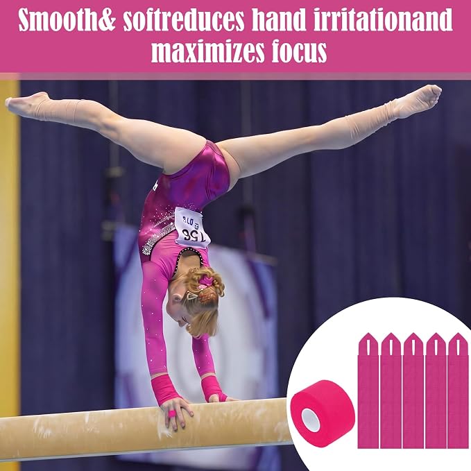 12 Pcs Gymnastics Tape Grips and 1 Roll Athletic Tape for Gymnastics Bars Reusable Athletic Grips Strong Support Wrist Ankle Knee Guards Protector Sport Training Accessories