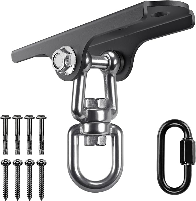 BeneLabel Swing Hanger 360° Swivel Swing Ceiling Mount 1000 LBS Capacity Hanging Chairs Hanger Punching Bag Mount Swing Hardware for Hammock Chair, Porch Swings, Aerial Silks, Gymnast Ring, Heavy Bag