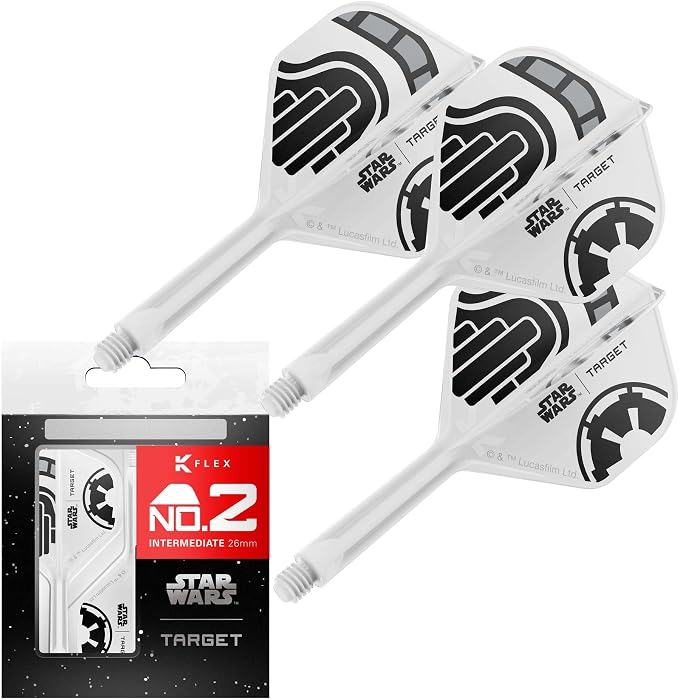 Target Darts Star Wars Storm Trooper K Flex Integrated Dart Flights & Shafts | Storm Trooper Pack of 3 K-Flex, No.2 & No.6 | Short, Intermediate & Medium Disney K-Flex Accessories