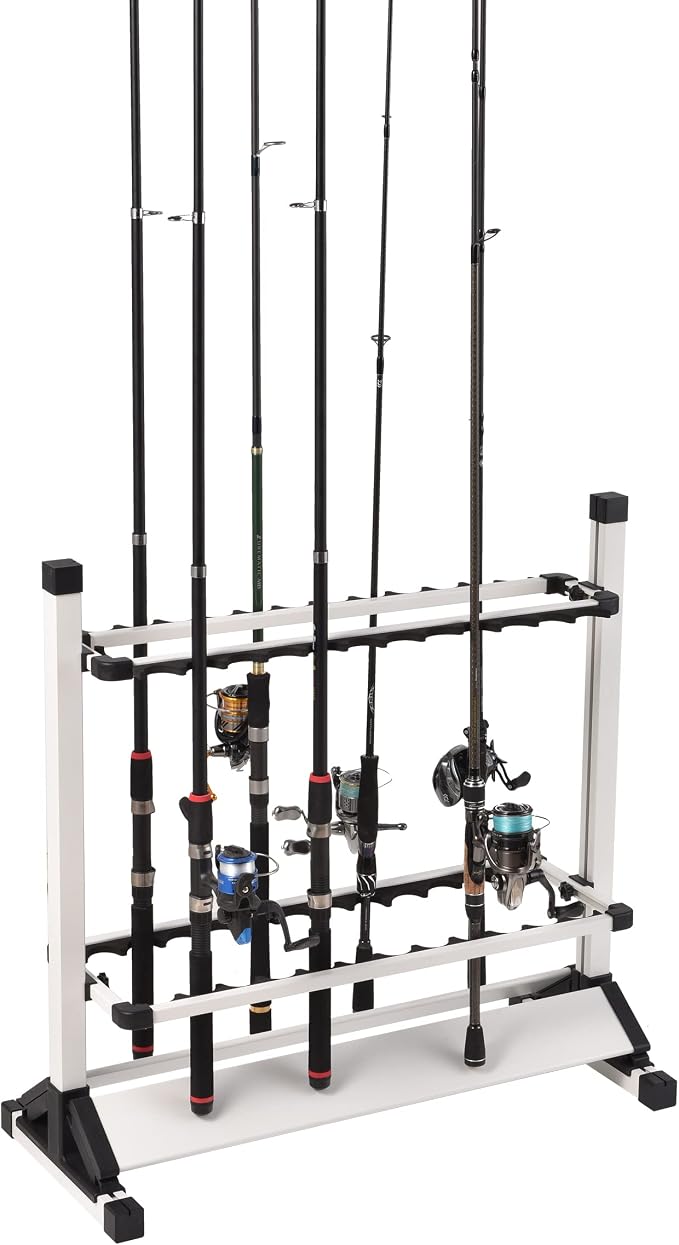 JOYWAVE Fishing Rod Holders,Aluminium Fishing Pole Holders,Portable Fishing Rod Rack,Holds Up to 24 Rods,Fishing Pole Vertical Ground Display Rack