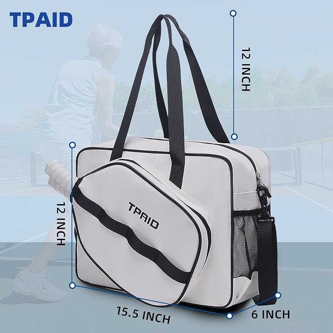 TPAID Pickleball Bag with Shoes & Wet Pocket, Court Bag for 2 Paddles
