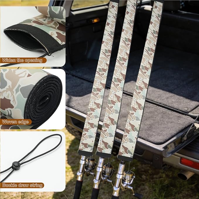 Neoprene Fishing Rod Sleeves,Fishing Rod Socks for Protect Rod | UV Resistance,Puncture Resistant, Protect Casting, Spinning, Trolling Fishing Rods,Fishing Pole Sleeve for Transport, Storage