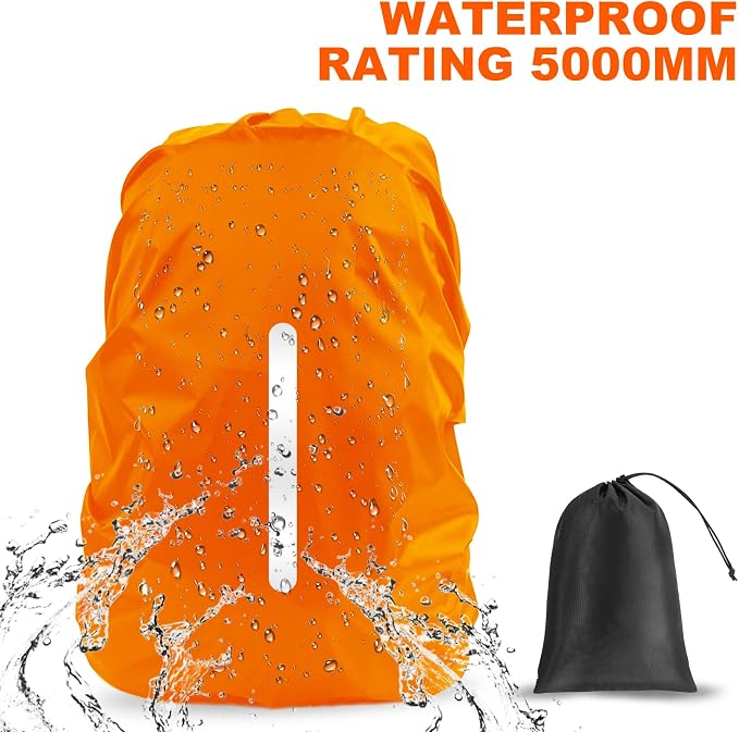 LAMA Waterproof Rain Cover for Backpack, Reflective Rucksack Rain Cover for Anti-Dust/Anti-Theft/Bicycling/Hiking/Camping/Traveling/Outdoor Activities,L Size (for 45L-55L Backpack), 1 Pcs Orange