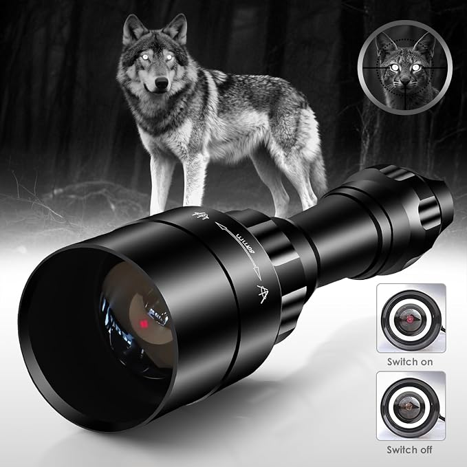 1605 850nm IR Illuminator Flashlight Lights for Night Vision Zoomable LED Infrared Flashlight Light Rechargeable Illuminator with Rapid Focus & Dimmer Switch