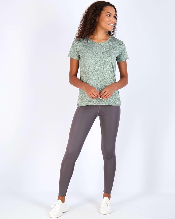 Real Essentials 5 Pack: Women's Short Sleeve T-Shirts Workout Tops Fitness Pilates Gym Activewear Athletic (Plus Available)