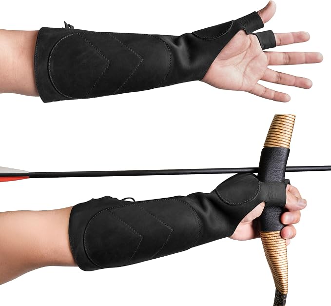 Leather Archery Arm Guard for Men, Women & Youth, Protective Bracer, Full Grain Leather Forearm Protection, Wrist Arm Bracer for Archers, Durable Bow Archery Sleeve Arm Guards
