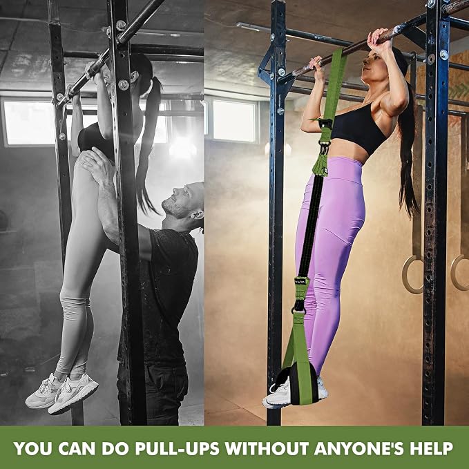 HPYGN Two Foots Pull Up Assistance Bands, Heavy Duty Resistance Band for Pull Up Bar, Adjustable Weight/Size with Fabric Feet/Knee Rest, Bands for Pull Up Assist for Strength Training, Pull Up