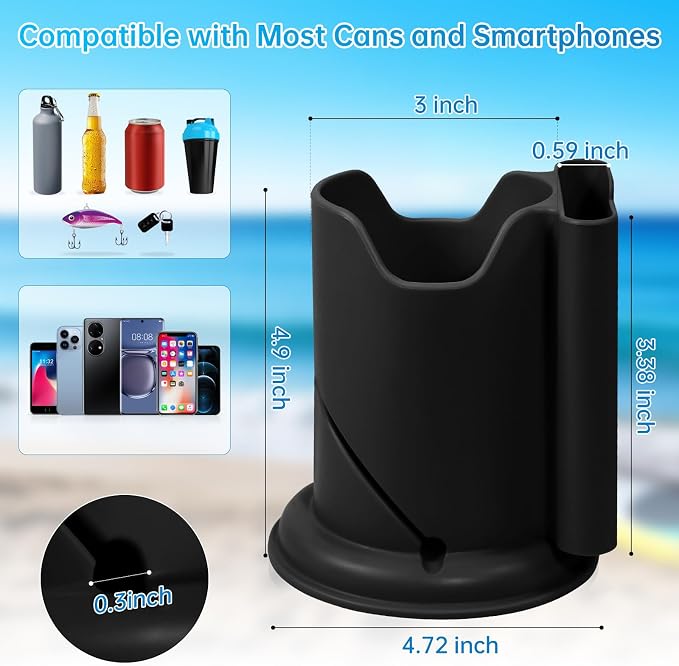 Paddle Board Cup Holder, Kayak Cup Holder 2-in-1 Drink & Phone Holder, Paddleboard and Kayak Accessories for SUP, Kayaking, Fishing, Yoga, or Surfing Adventures(Black,1Pack)