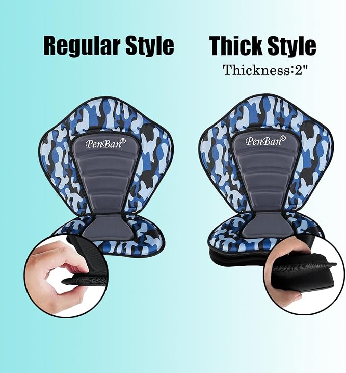 Universal Deluxe Kayak Seat Cushion with Storage Bag for Kayak,Padded Boat,SUP,Canoe,Fishing Boat,Seats with 4 Adjustable Straps