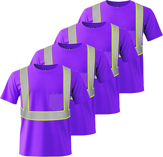 W&H Hi Vis Safety Short Sleeve Shirts Class 2 Reflective Birdeyes Fast Dry Breathable with Black Base for Work