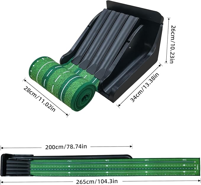 Putting Green Indoor - Practice Uphill Putts, Golf Putting Mat with Auto Ball Return, Golf Training Aid for Home, Office, Backyard, Party Game, Great Gifts for Men Dad