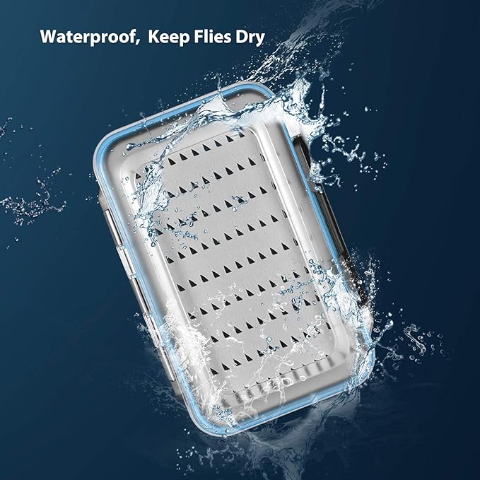 Fly Fishing Box Two-Sided Waterproof Lightweight Fly Box Easy Grip Transparent Lid Fly Fishing Lures Box Multiple Sizes
