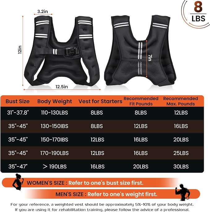 KTINNEAD Weighted Vest for Women Men, 8lb/12lb/16lb/20lb Weighted Running Vest with Reflective Stripe, Detachable Phone Pouch for Workout, Walking, Strength Training, Weight Loss, Fitness, Jogging