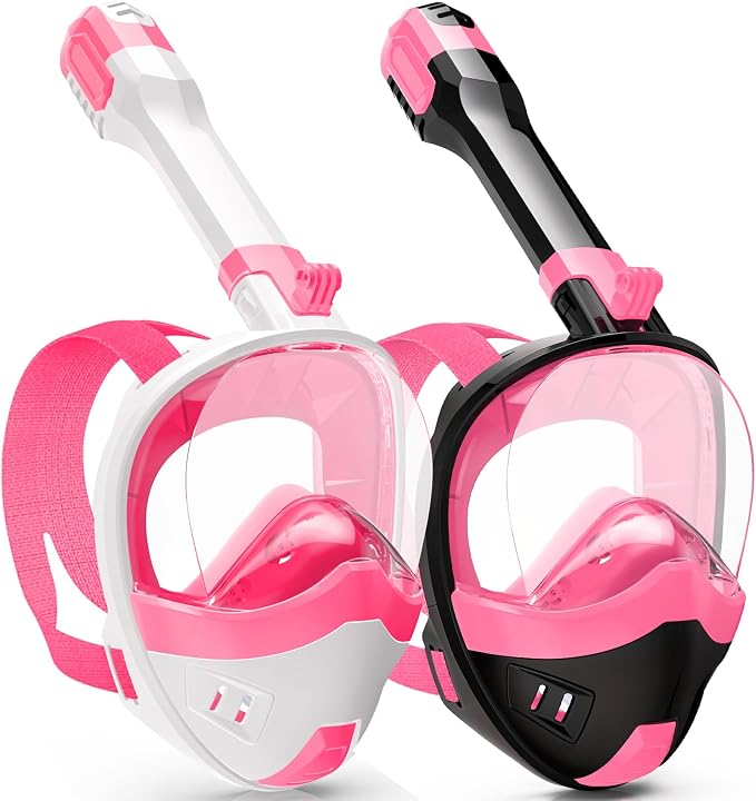 Full Face Snorkel Mask, Snorkeling Gear for Adults Kids with Latest Dry Top Breathing System and Detachable Camera Mount, with 180 Degree Panoramic View