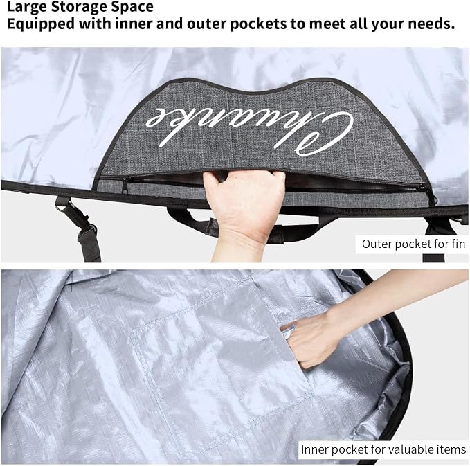 Surfboard Bag Outdoor Waterproof and Sun Protection Surfboard Carrying Bags with Fin Slot for 6'0, 6'6, 7'0, 8'0, 8'6, 9'6 Longboard Storage and Travel