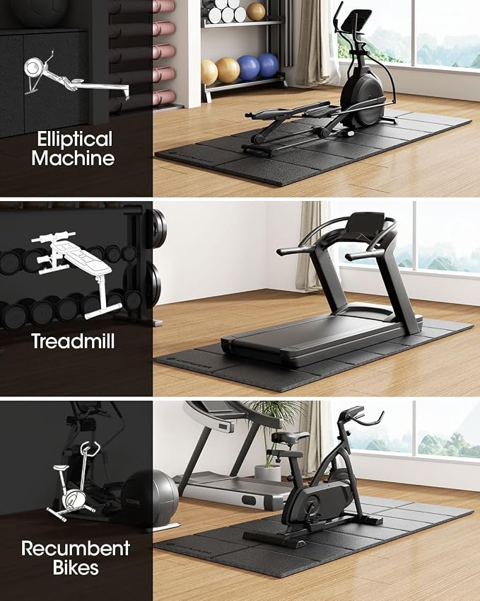 Stepwaver Walking Pad Mat for Carpet, Treamill Mat for Hardwood Floors, High Density, 1/4 Thickness, Folable, Floor Protection Mats for Bikes, Elliptical, Treadmill