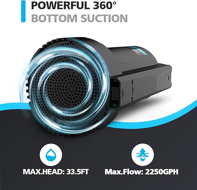 Automatic Water Pump, 2250GPH Sump Pump Submersible Basement Portable Electric Utility Water Pump Removal for Pool Draining Basement Hot Tubs Garden Pool Cover Pond, Deep Black