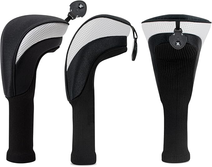 Golf Club Head Covers for Woods 3/4/5/6 Pieces Long Neck Mesh Sports Golf Club Headcovers Set with Interchangeable No. Tags 3 4 5 6 7 X Golf Accessories for Men Women