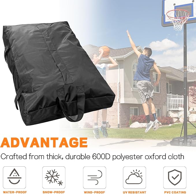 Heavy Duty Weighted Base Anchor for Portable Basketball Hoops Can Hold in Excess of 360 lbs, Weather Resistant Universal Basketball Hoop Weight for Base, to Secure Basketball Hoop, Black