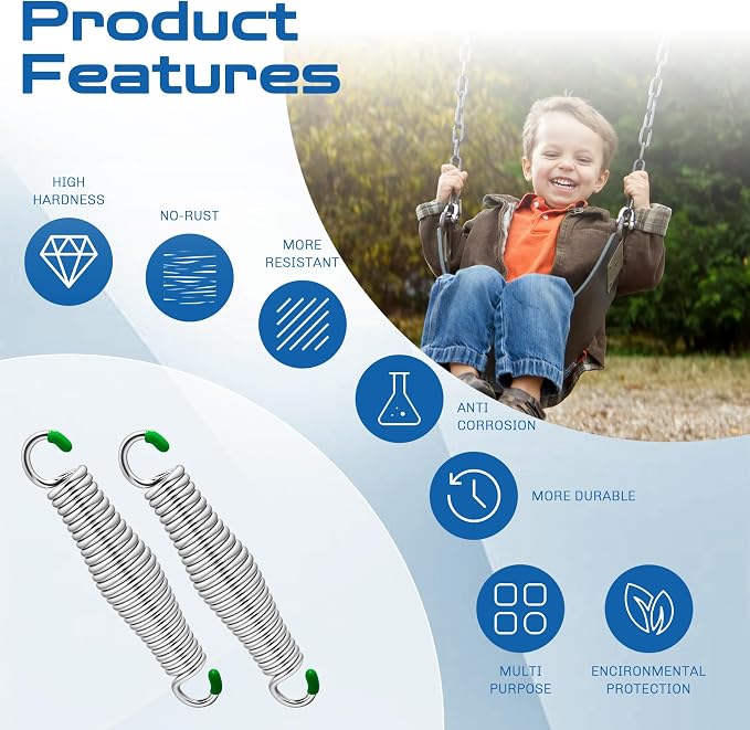 2 Pack Premium Porch Swing Springs,1300 LB Heavy Duty Springs, Rust Resistant Swing Springs, Spring for Swing Hammock Hanging Chair Spring for Hammock Spring,Porch Swings