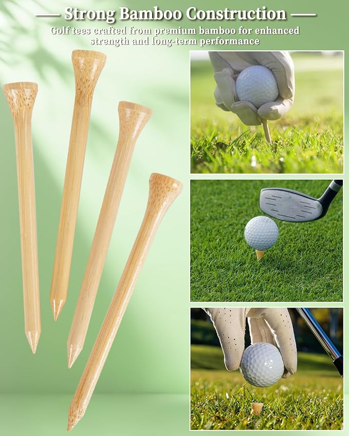 ATPEAM Bamboo Golf Tees 3-1/4'' Golf Tees More Stable Reduce Side Spin and Friction (1000 pcs)