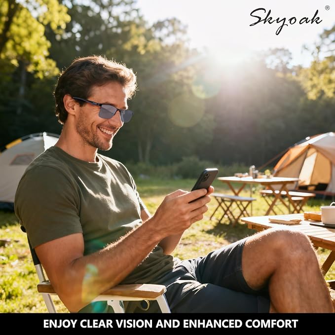 SKYOAK 2 Pack Premium Reading Sunglasses for Men with UV400 Protection Outdoors, TR90 Ultra-Light Dark Lens Sun Readers, Tinted Reading Glasses Half Frame Design & +2.50x - Not Bifocals