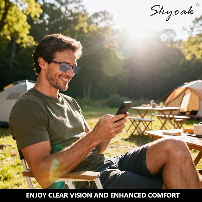 SKYOAK 2 Pack Premium Reading Sunglasses for Men with UV400 Protection Outdoors, TR90 Ultra-Light Dark Lens Sun Readers, Tinted Reading Glasses Half Frame Design & +1.25x - Not Bifocals