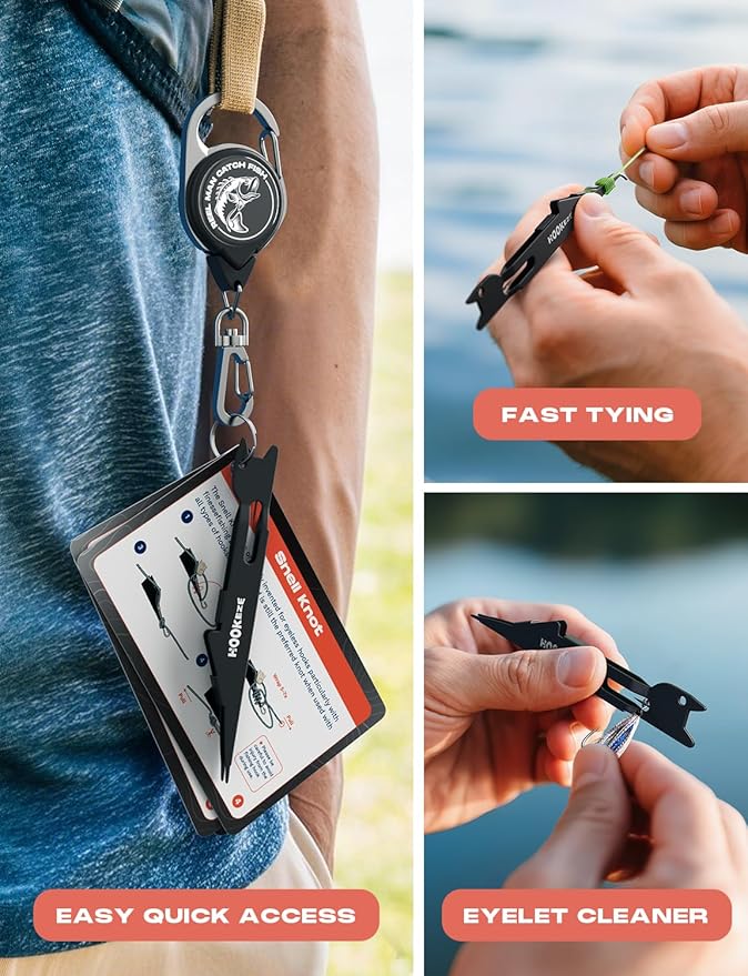 HOOK-EZE Fishing Nail Knot Tying Tool Combo & Complete Fishing Knot Tying Guide Kit, Fishing Gifts & Stocking Stuffers for Men
