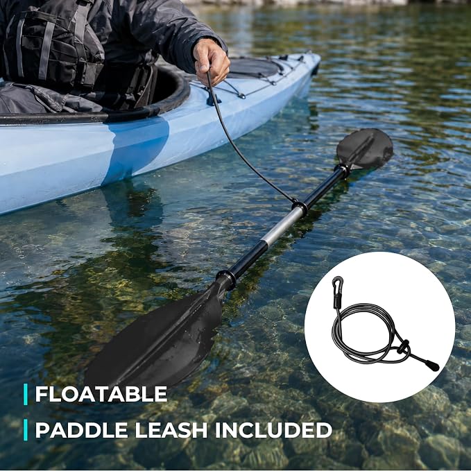 Overmont Kayak Paddles with Leash - Heavy Duty Aluminum Alloy Shaft Boating Oar for Kayaking Boating Canoeing 218cm/86in - 230cm/90.5in - 241cm/95in