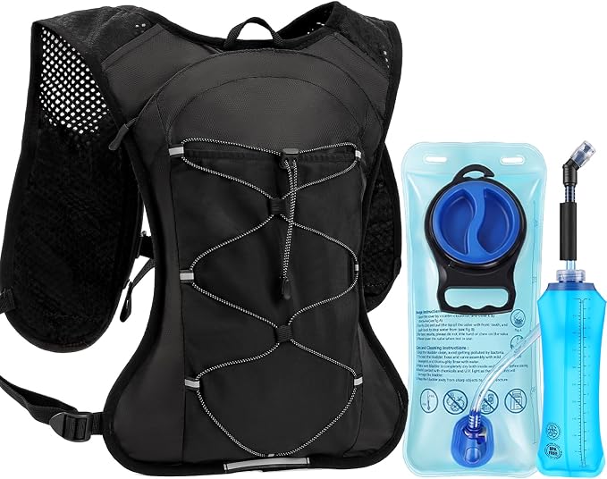 HIPONY Hydration Backpack with 2L Leak-Proof Water Bladder, Lightweight Running Hydration Pack, Adjustable Vest Style Water Backpack for Hiking, Cycling and Trail Running