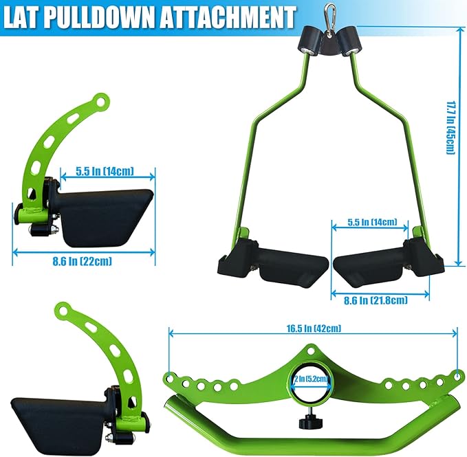 Adjustable Lat Pull down Bar, Cable Machine Attachments for Gym, Home Gym Fitness T-bar Row Pulldown Attachments, Lat Pull Down Machine Wide Grip Neutral Grip Handle