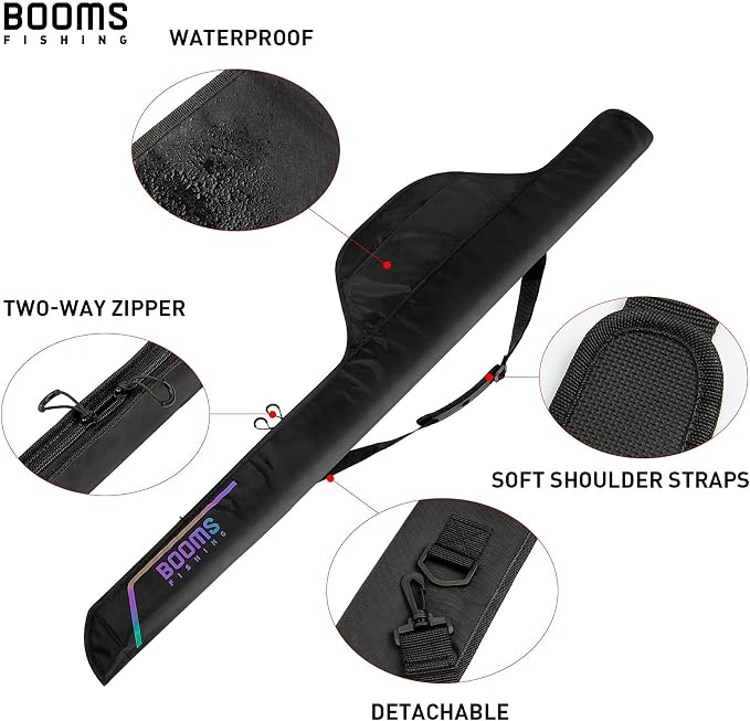 Booms Fishing PB4 Fishing Rod and Reel Case 4.4ft~5ft and RS3 Fishing Rod Wrap Pole Straps 9.6" 6pcs