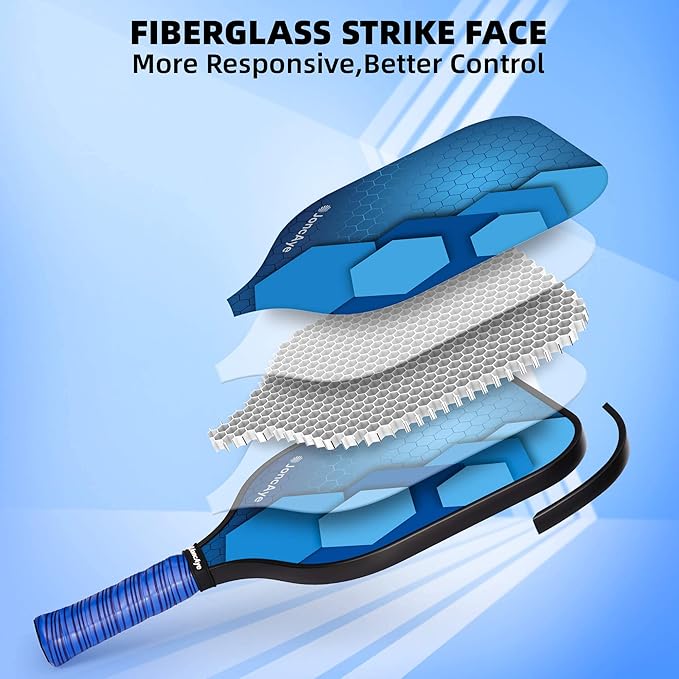 JoncAye Pickleball Paddles Set of 4 or 2, USAPA Approved Fiberglass Rackets with Outdoor Indoor Balls, Bag, Overgrip, Lightweight for Family, Professional Equipment for Beginners Intermediate