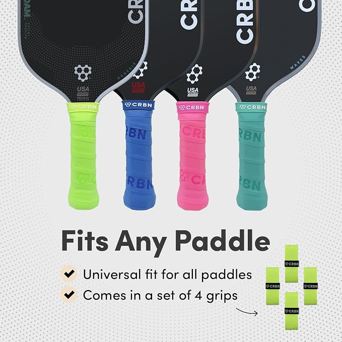 CRBN Pickleball - Drytec™ Overgrips - Pickleball Paddle Grip Tape - Absorbs Shock & Moisture - 4 Pack