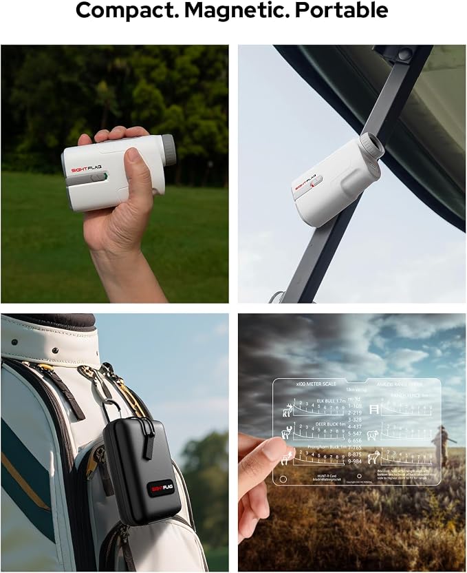 Golf Rangefinder with Slope, 1300 Yards Laser Range Finder for Hunting, 7.5X Magnification Flag Pole Locking Vibration Rechargeable Range Finders with Magnet Golf Accessories Gift for Men (Grey)