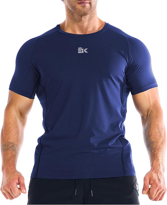 BROKIG Men Fitted Workout Gym Shirts-Lightweight Muscle T Shirts,Moisture Wicking Short Sleeve Tops for Running