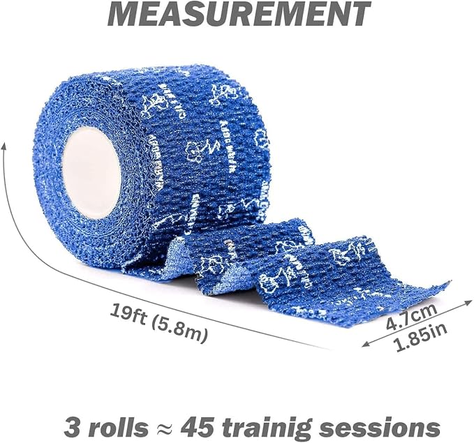 WARM BODY COLD MIND 1.85" Weightlifting Thumb Tape - Hook Grip Tape for Powerlifting, Cross Training, Gym Tape, Workout, Weight Lifting Tape, Athletic Finger Wrap (Blue 3 Rolls)